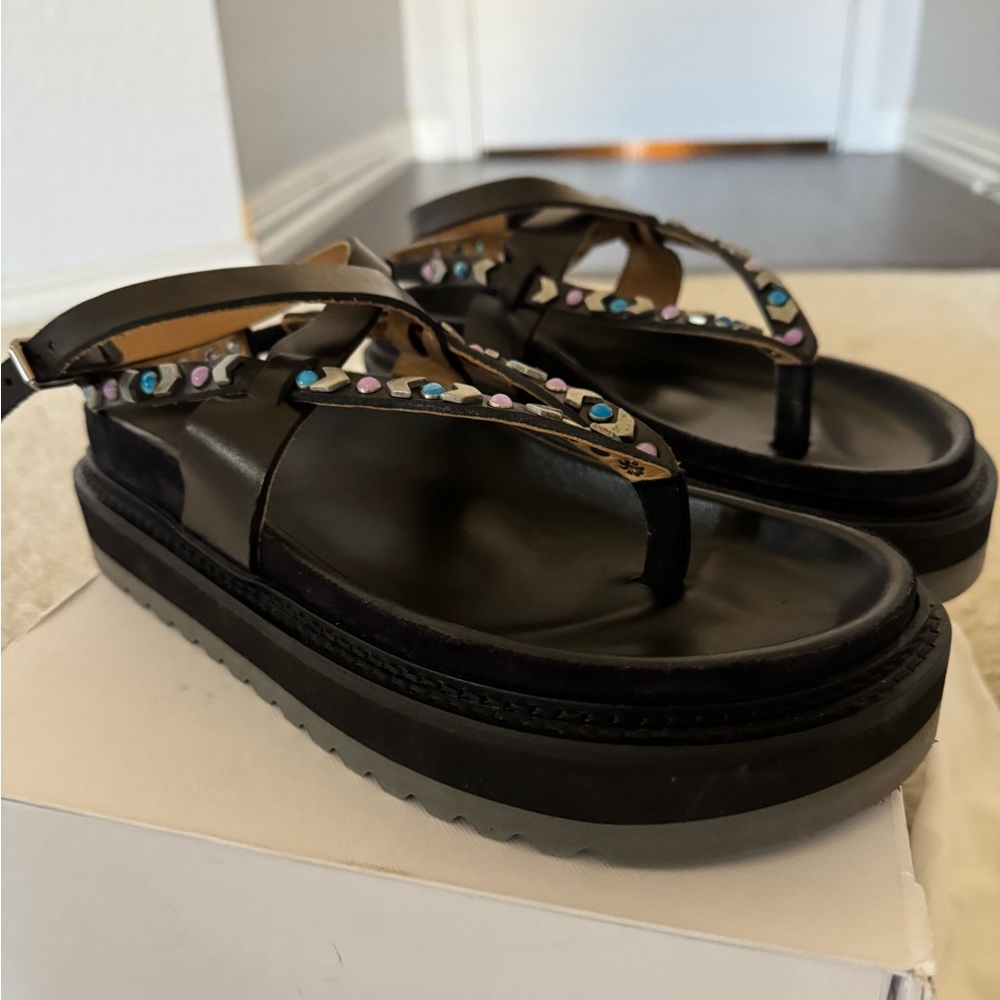 Isabel Marant  Elham Black Sandals Minimalist Design
